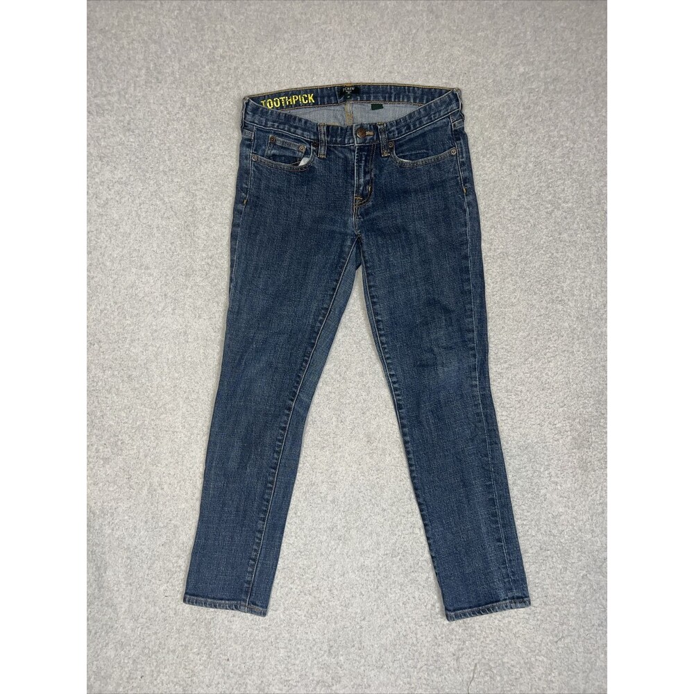 VTG J. Crew Womens Toothpick Jeans Size 27 Blue Stretch Low Rise Skinny Leg